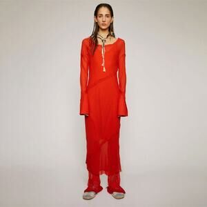 Acne Studios Bias-cut Georgette Long-Sleeve Dress - Size S